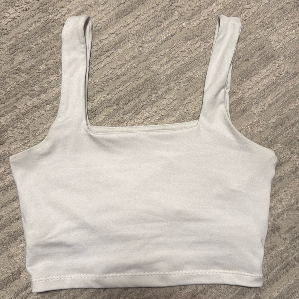 Cropped white square neck Hollister tank
